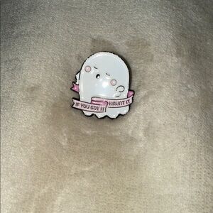 Cute Ghost Enamel Pin - Pink & White